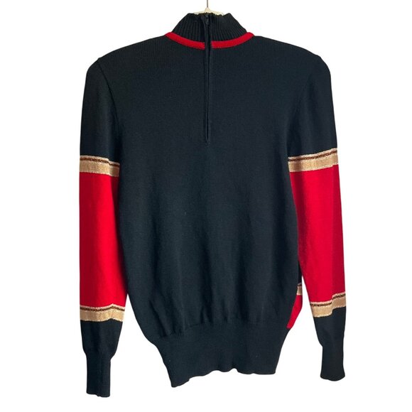 Vintage Antonella Preve Leather Horse Knit Sweater Equestrian Old Money - Picture 2 of 11